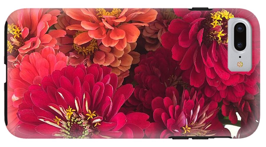 Peach and Pink Zinnias - Phone Case