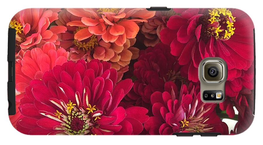 Peach and Pink Zinnias - Phone Case