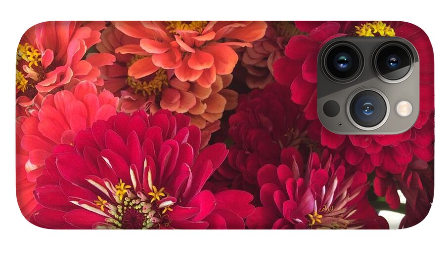Peach and Pink Zinnias - Phone Case