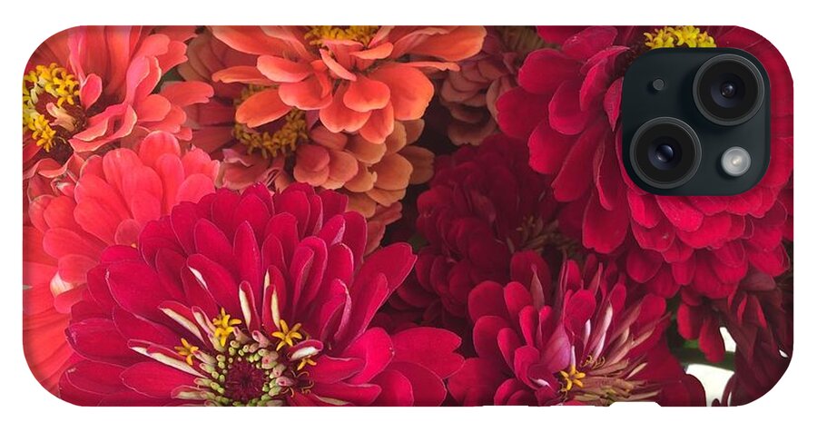Peach and Pink Zinnias - Phone Case