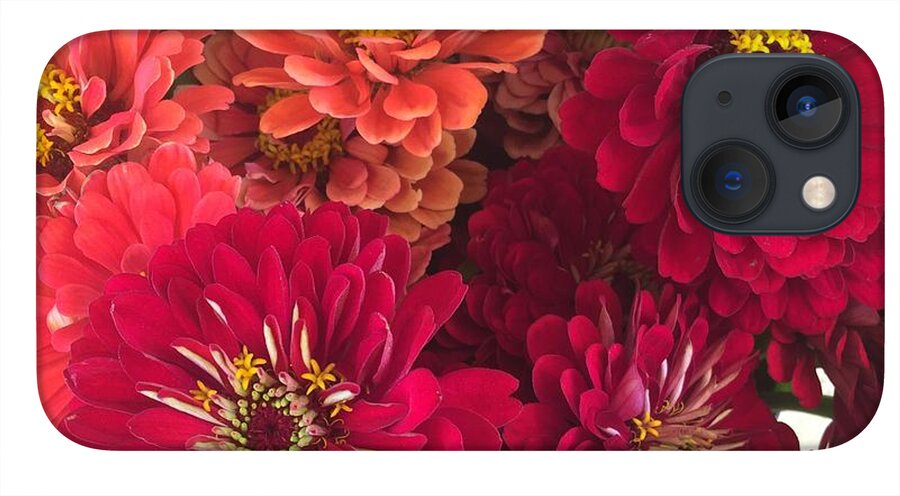 Peach and Pink Zinnias - Phone Case