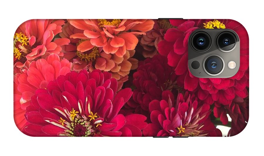 Peach and Pink Zinnias - Phone Case
