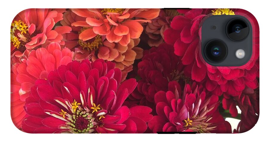 Peach and Pink Zinnias - Phone Case