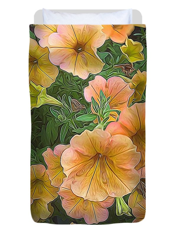 Peach Petunias - Duvet Cover