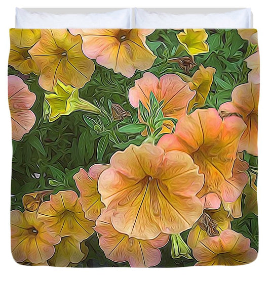 Peach Petunias - Duvet Cover