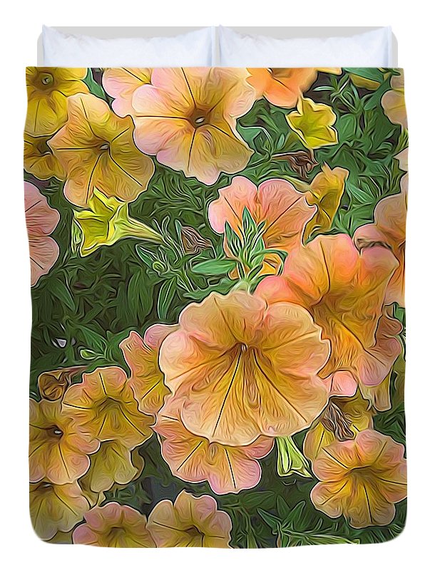 Peach Petunias - Duvet Cover