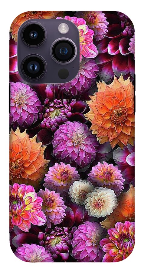 Pink and Orange Dahlias Collage - Phone Case