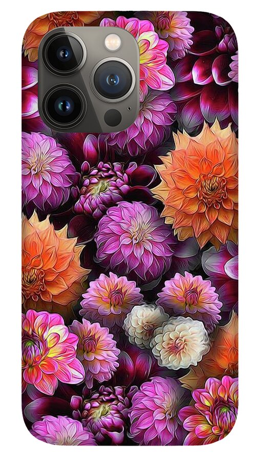 Pink and Orange Dahlias Collage - Phone Case