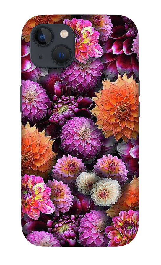 Pink and Orange Dahlias Collage - Phone Case
