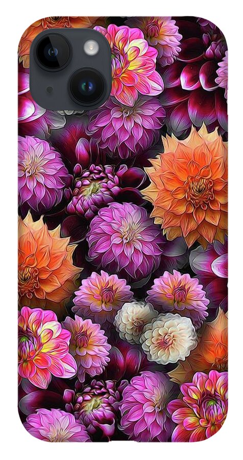 Pink and Orange Dahlias Collage - Phone Case