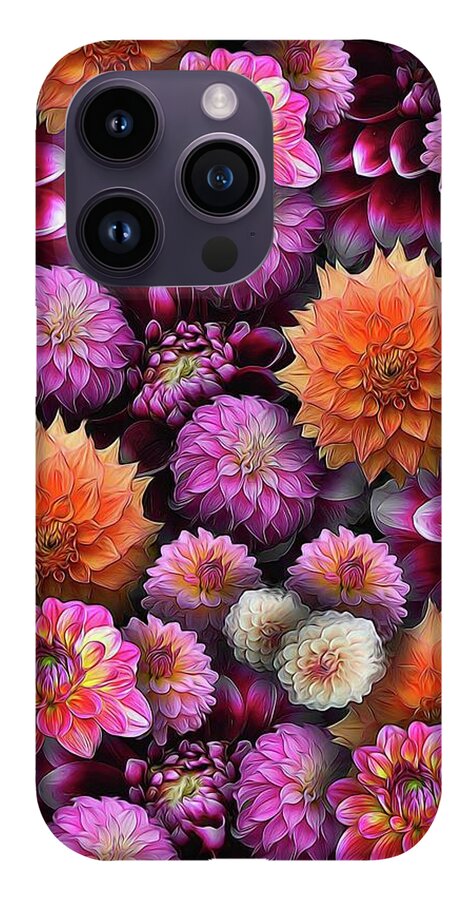 Pink and Orange Dahlias Collage - Phone Case