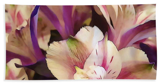 Pink and White Flowers - Bath Towel