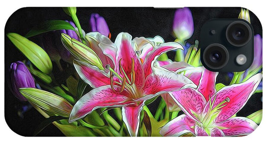 Pink and White Lily Bouquet - Phone Case