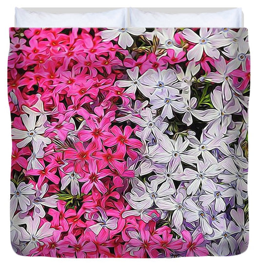 Pink and White Phlox - Duvet Cover