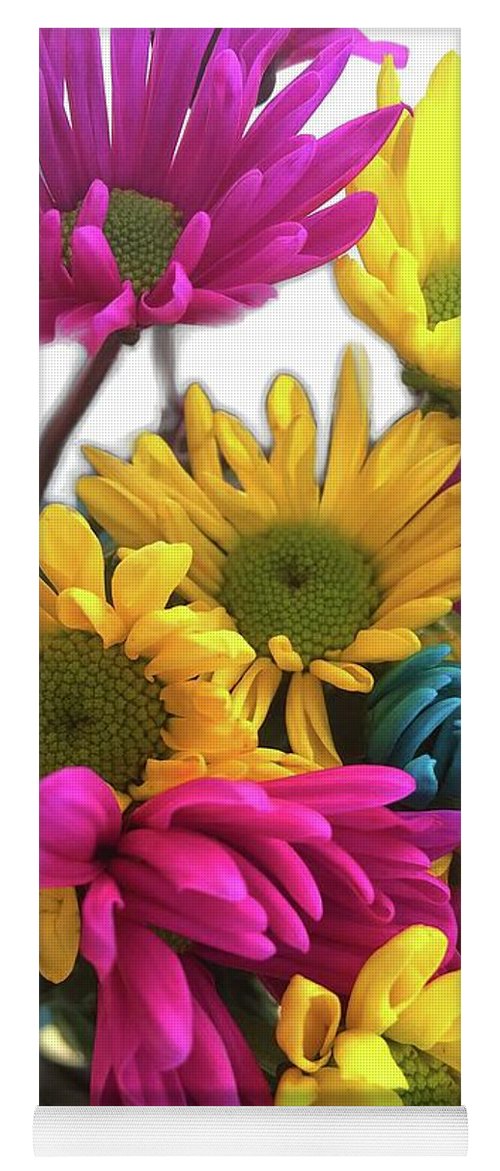 Pink and Yellow Daisies - Yoga Mat