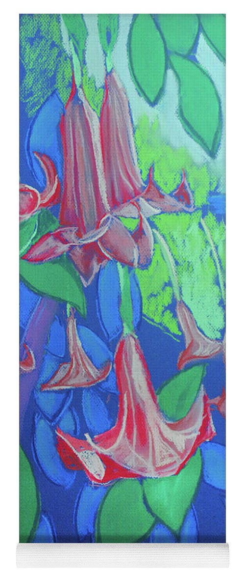 Pink Angels Trumpet Flowers Pastel - Yoga Mat