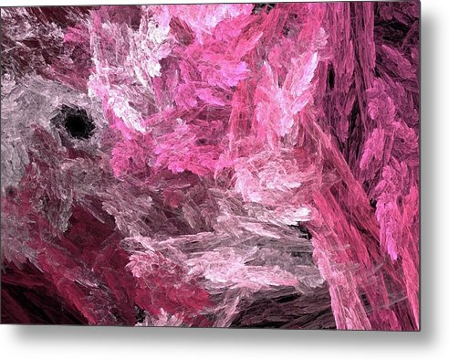 Pink Crystal Fractal - Metal Print