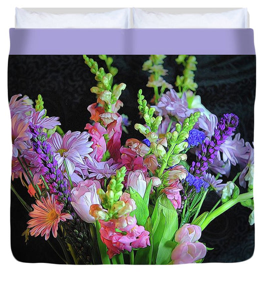 Pink Flower Bouquet - Duvet Cover