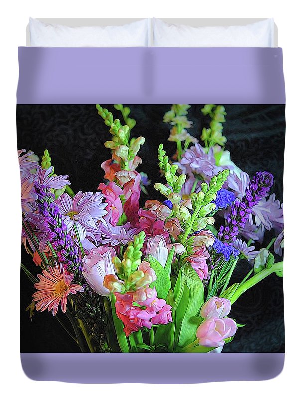 Pink Flower Bouquet - Duvet Cover