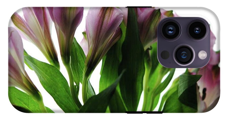 Pink Flowers Green Stems - Phone Case