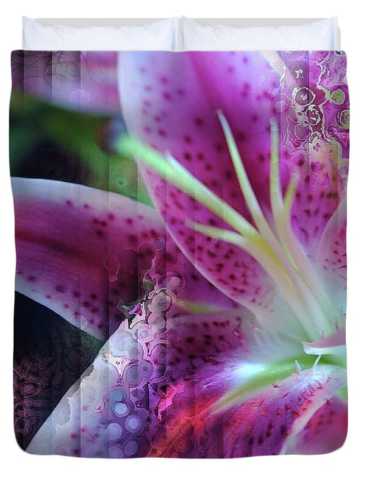 Pink Lily Abstract - Duvet Cover