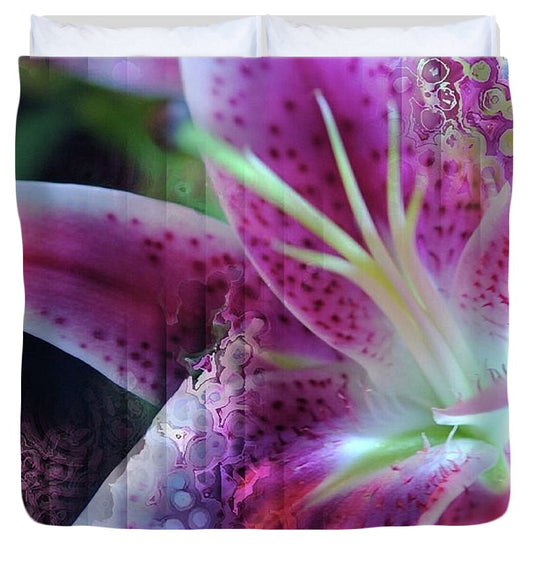 Pink Lily Abstract - Duvet Cover