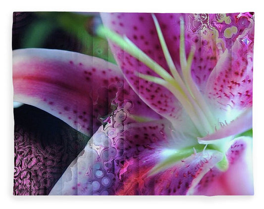 Pink Lily Abstract - Blanket