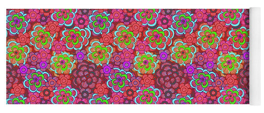 Pink Retro Flowers - Yoga Mat