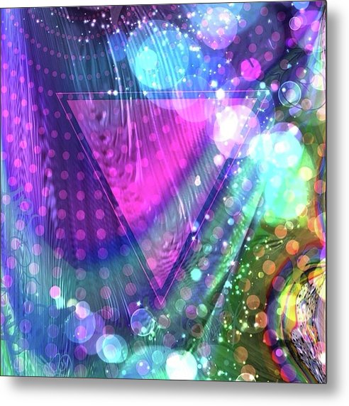 Pink Triangle Fractal - Metal Print