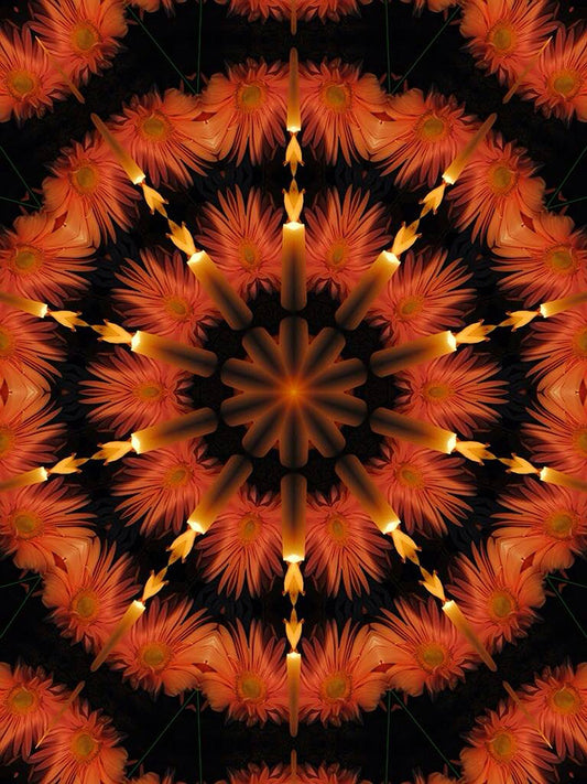 Flowers and Candles Kaleidoscope Digital Image Download