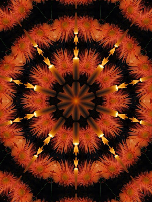 Pink Flower Petals Candle Kaleidoscope Digital Image Download