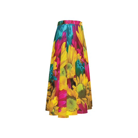 Bright Daisy Bouquet Women's Button Up Midi Skirt