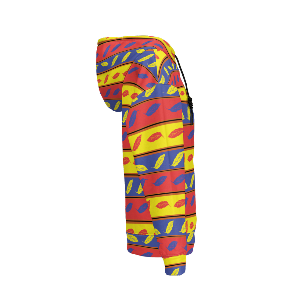 Red Yellow Blue Leaf Pattern Women’s Relaxed Fit Hoodie
