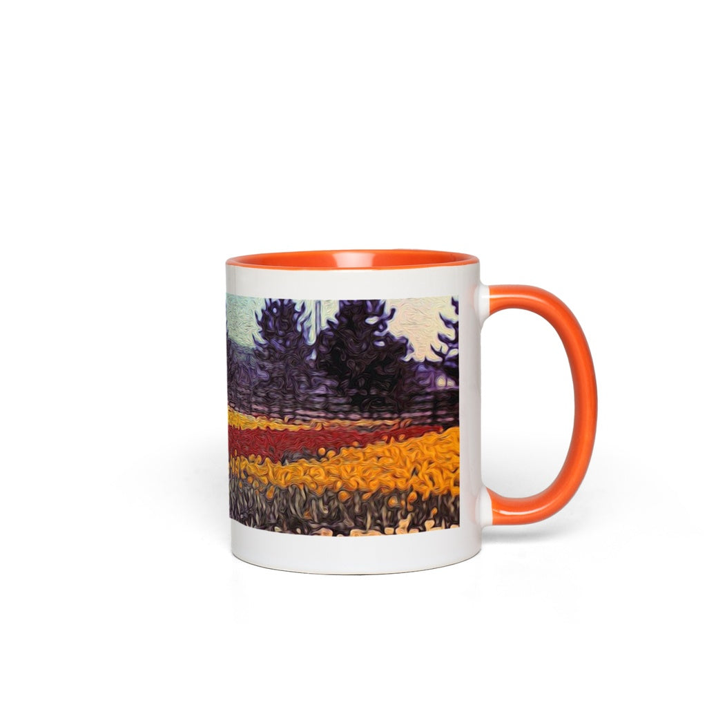 Vintage Travel Field of Tulips Accent Mugs