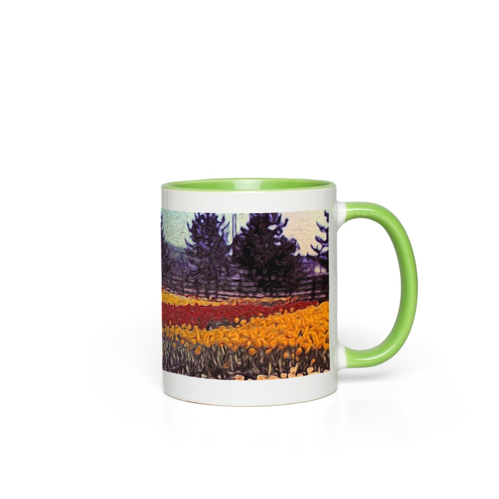Vintage Travel Field of Tulips Accent Mugs
