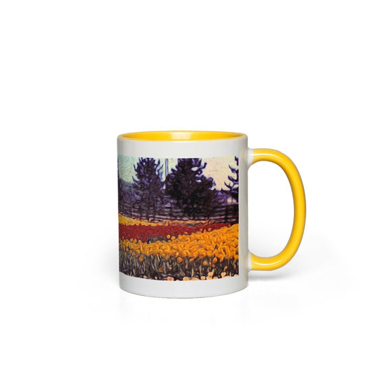 Vintage Travel Field of Tulips Accent Mugs