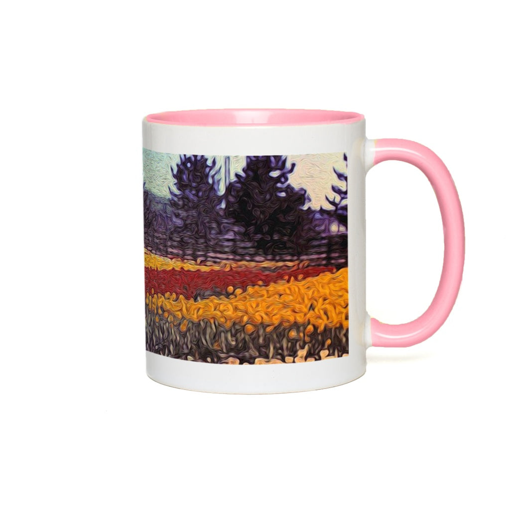 Vintage Travel Field of Tulips Accent Mugs