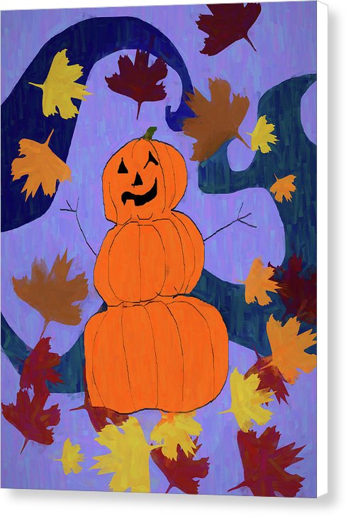 Pumpkin Snowman - Canvas Print
