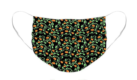 Pumpkins and Vines on Black - Face Mask