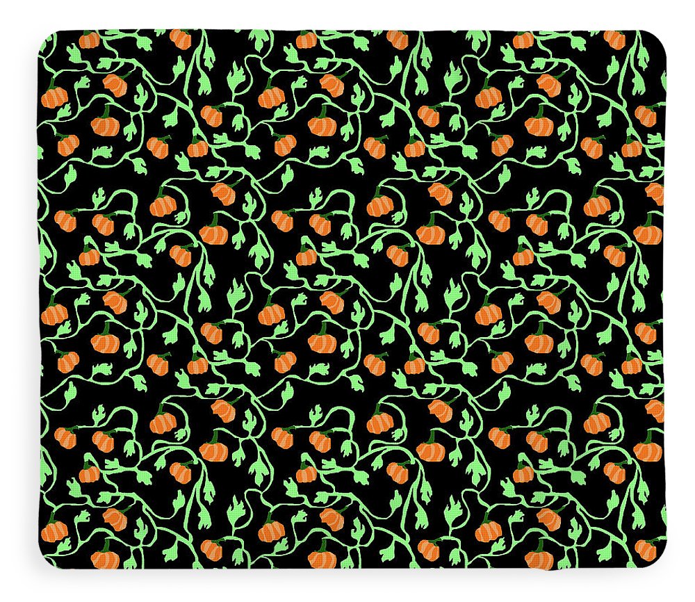 Pumpkins and Vines on Black - Blanket