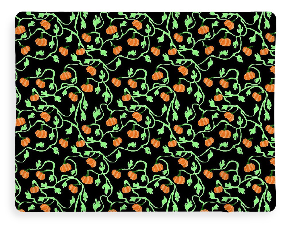 Pumpkins and Vines on Black - Blanket
