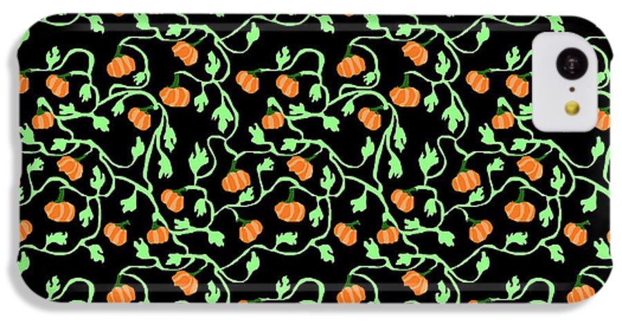 Pumpkins and Vines on Black - Phone Case