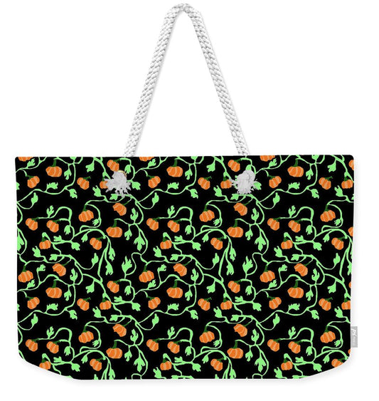 Pumpkins and Vines on Black - Weekender Tote Bag