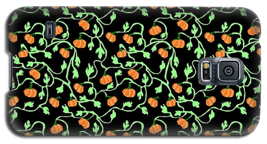 Pumpkins and Vines on Black - Phone Case