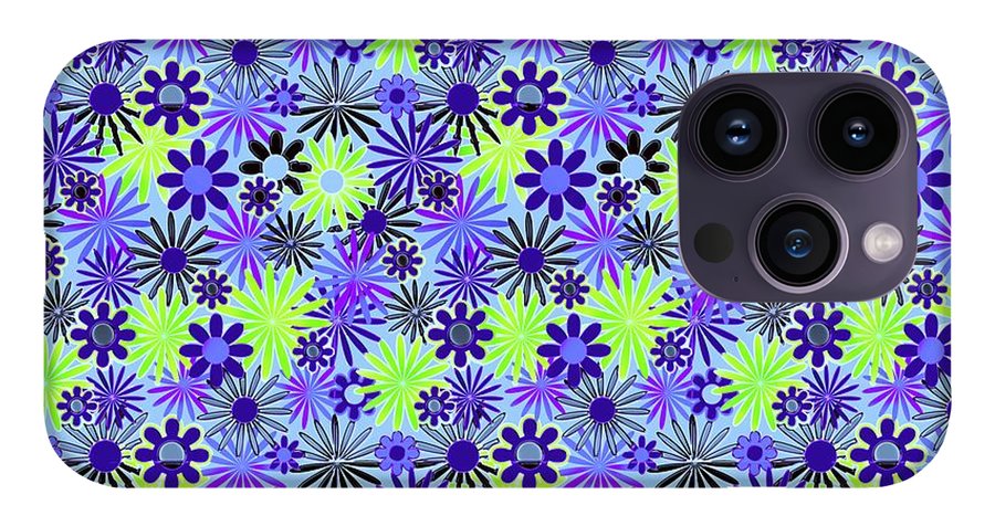 Purple and Green Daisies Variation 4 - Phone Case
