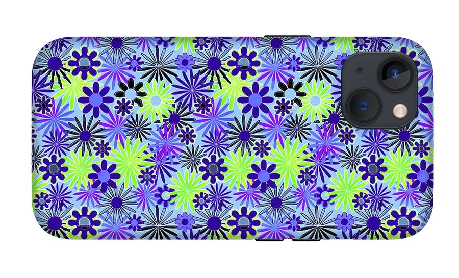 Purple and Green Daisies Variation 4 - Phone Case