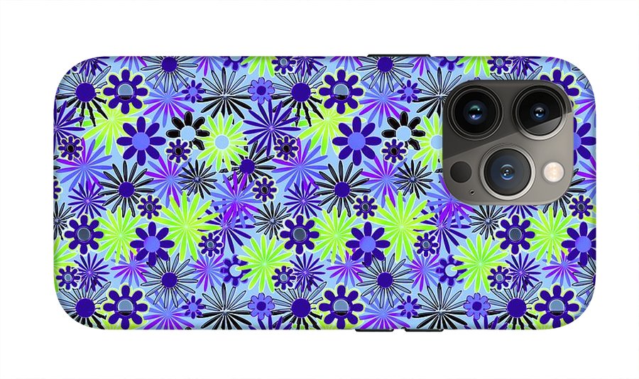 Purple and Green Daisies Variation 4 - Phone Case