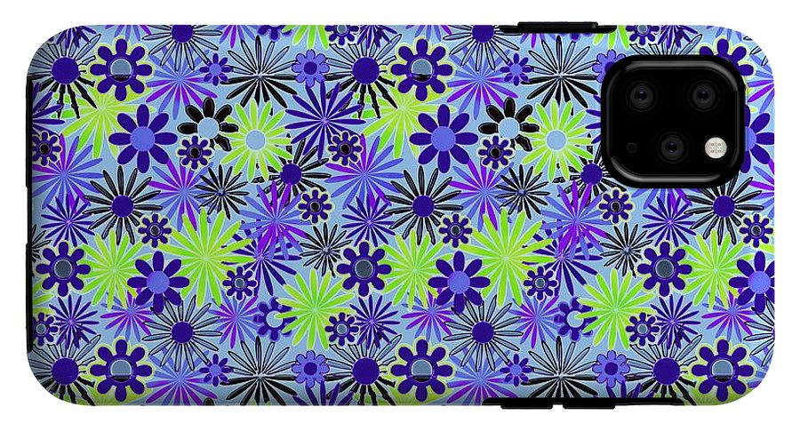 Purple and Green Daisies Variation 4 - Phone Case