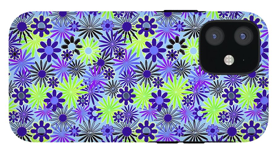 Purple and Green Daisies Variation 4 - Phone Case