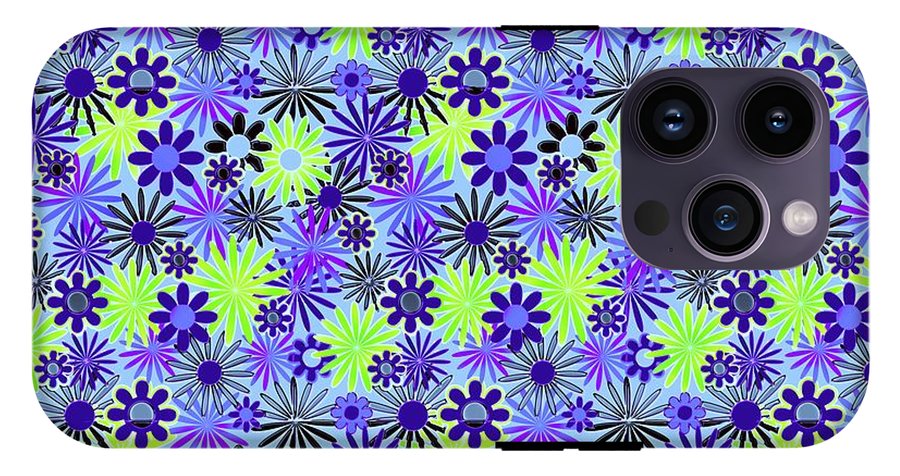 Purple and Green Daisies Variation 4 - Phone Case